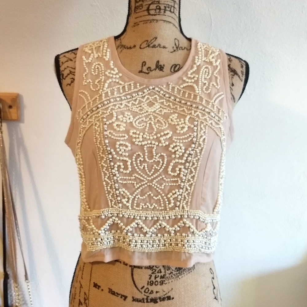 NWT Sixes & Sevens Beaded Small Holiday Blouse